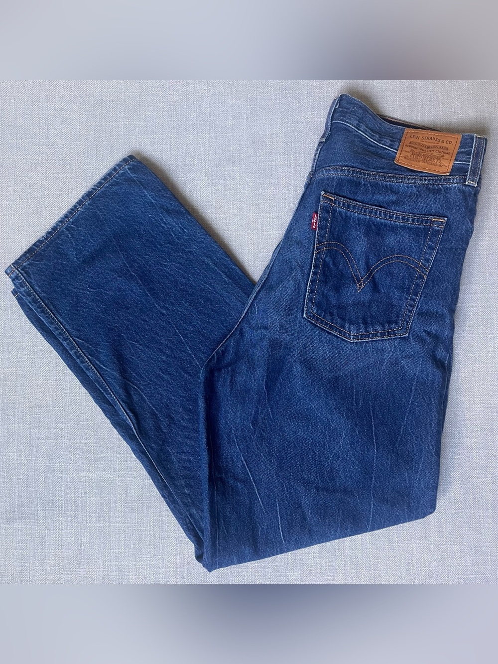 Levi's Ribcage Straight Ultra High Rise Ankle Length Medium Blue Denim Jeans